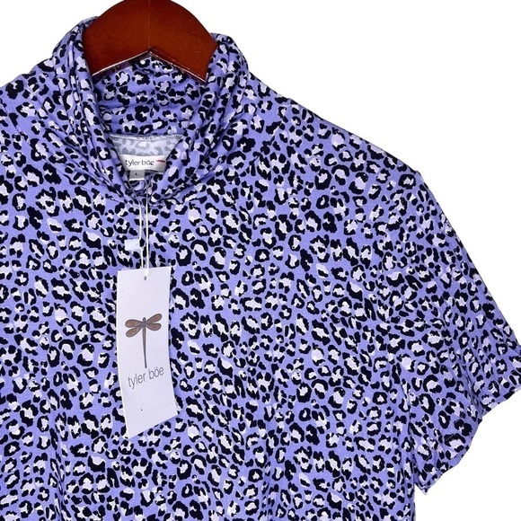 TYLER BOE NWT Cheetah Print Turtleneck Top Size Large in Thistle Purple - Picture 5 of 14